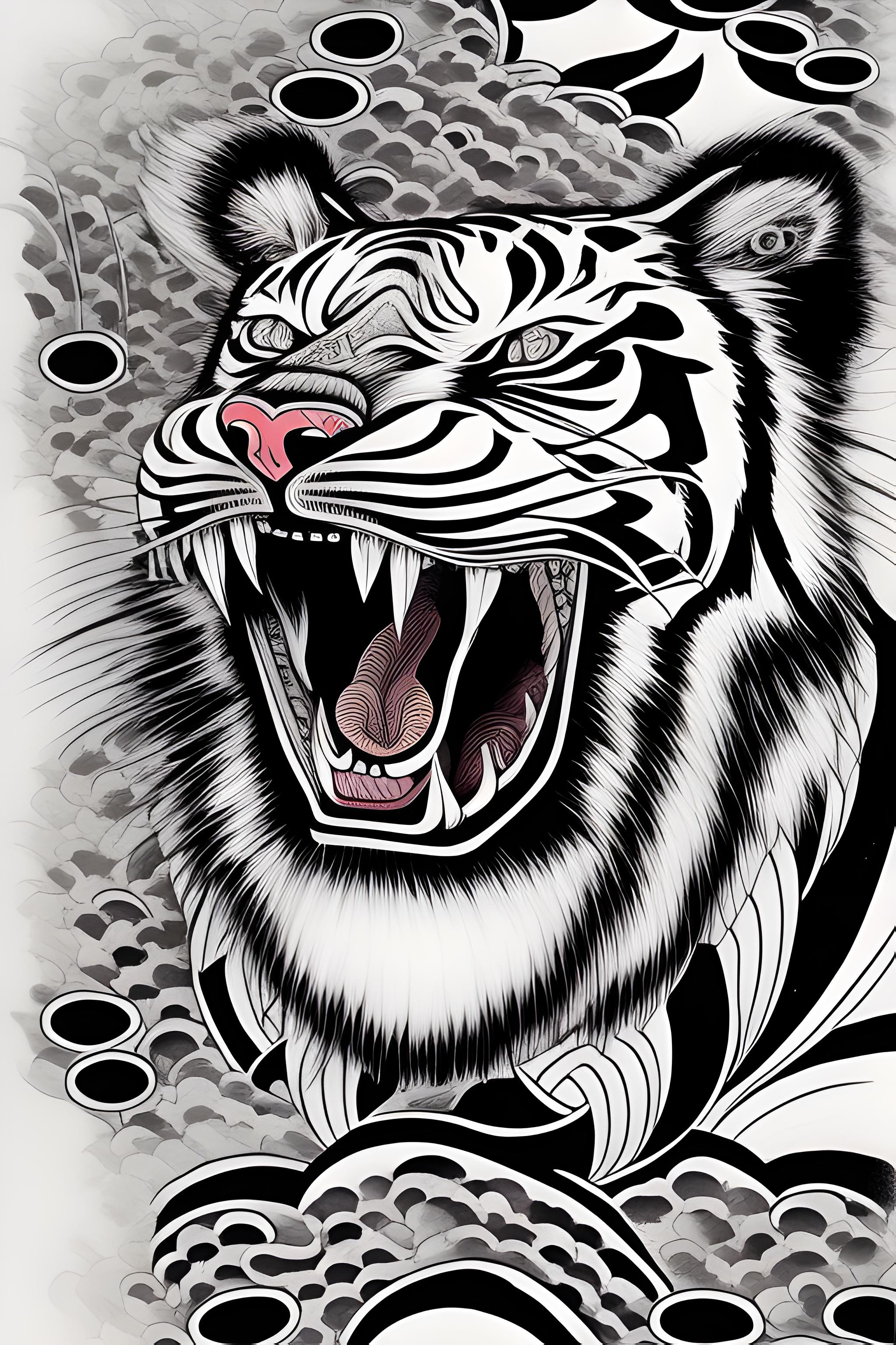 lone tiger tattoo Design' Sticker | Spreadshirt